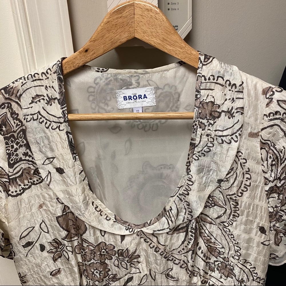 Stunning All Silk Brora Paisley Ruffled Dress 6 - Picture 5 of 11